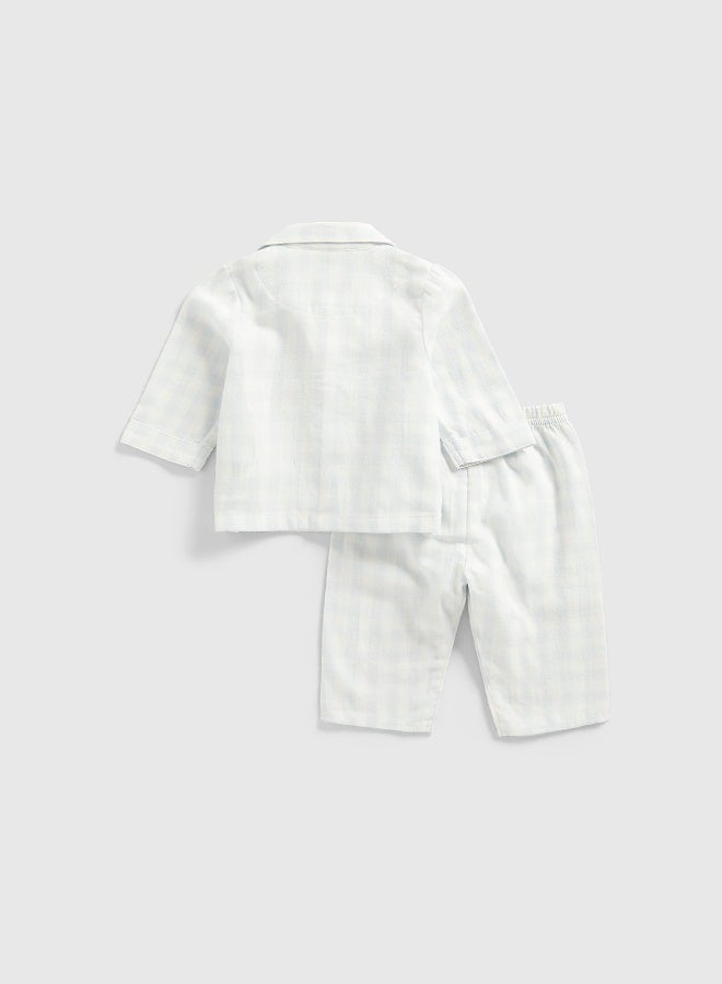 mothercare بيجامة أطفال منسوجة بنقشة مربعات زرقاء - Image 5