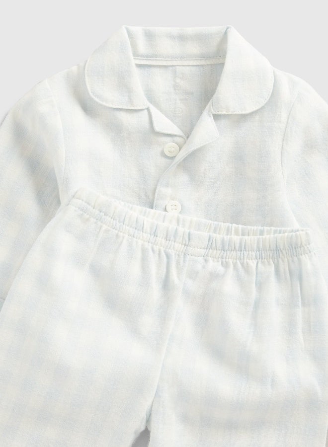 mothercare بيجامة أطفال منسوجة بنقشة مربعات زرقاء - Image 3