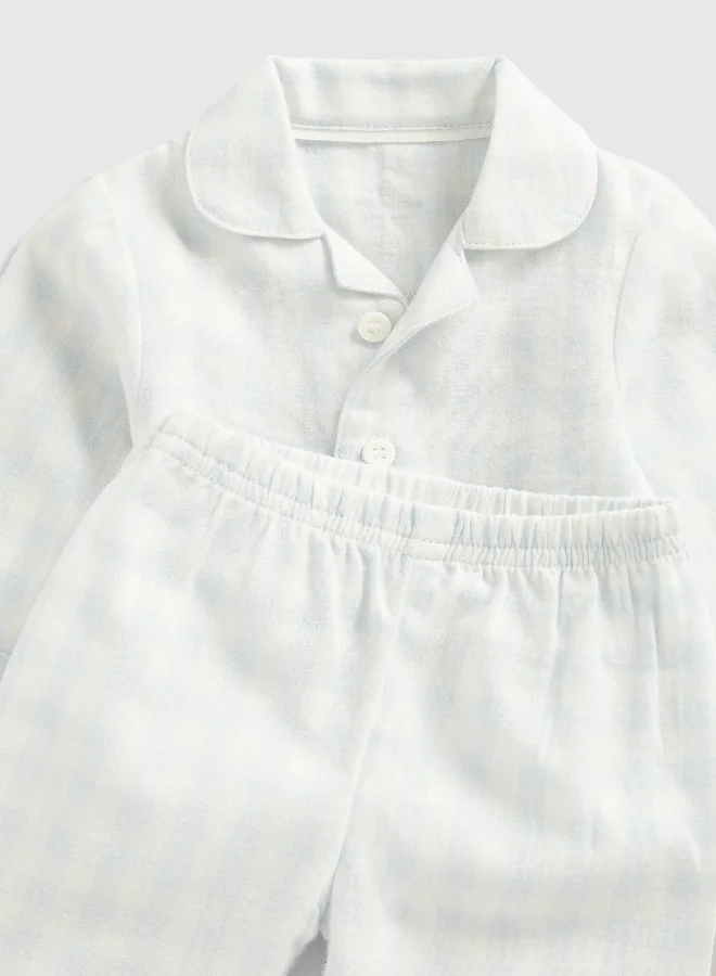 Mothercare Mothercare Blue Check Woven Baby Pyjamas
