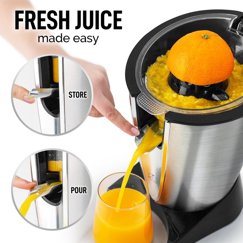 Zulay Kitchen Zulay Electric Citrus Juicer - Makes Fresh Orange, Lemon, Grapefruit, Lime Juice - Stainless Steel, 160W Powerful & Quiet, Interchangeable Cones -Filters Out Seeds & Pulp- Dishwasher Safe Parts- Black - Image 2