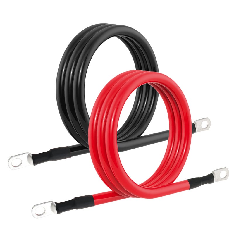 TUELETFU 4 AWG Battery Cable 4AWG Gauge Pure Copper Battery Inverter Cables with 38 in Lugs Both Ends Power Inverter Wire Set for Automotive Solar Marine Boat RV Car Motorcycle Red and Black 4FT - Image 3
