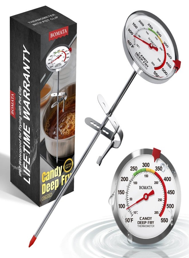 BOMATA Waterproof IP67 Candy Thermometer with Pot Clip, Deep Fry Oil Thermometer with Upgraded 2.5in Large Display for Cooking, Food, Turkey, BBQ, Grill... Mth400 - Image 1