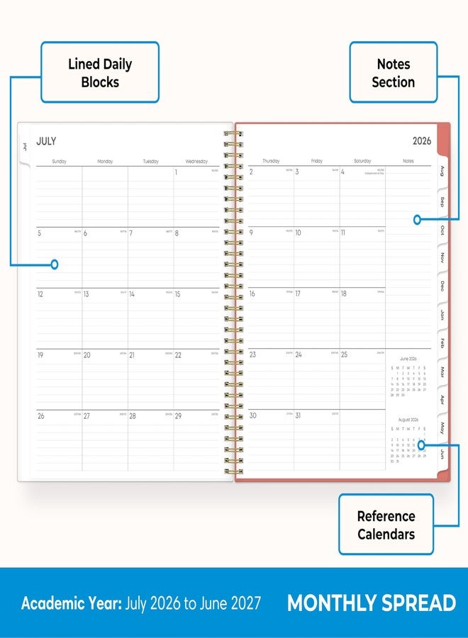 Blue Sky 2026-2027 Weekly and Monthly Academic Year Planner Calendar, July 2026 - June 2027, 8.5" x 11", Flexible Pocket Cover, Wirebound, Storage Pocket, Cali Pink - Image 4