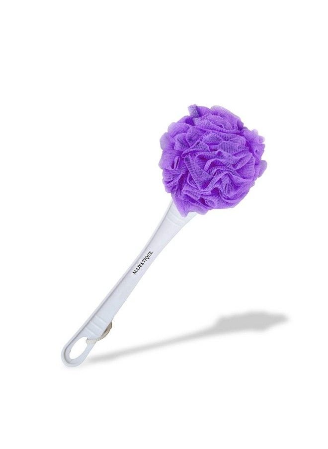 MAJESTIQUE Round Long Handle Loofah For Back Scrubber Soft Nylon Mesh Sponge Color May Vary  - Image 2