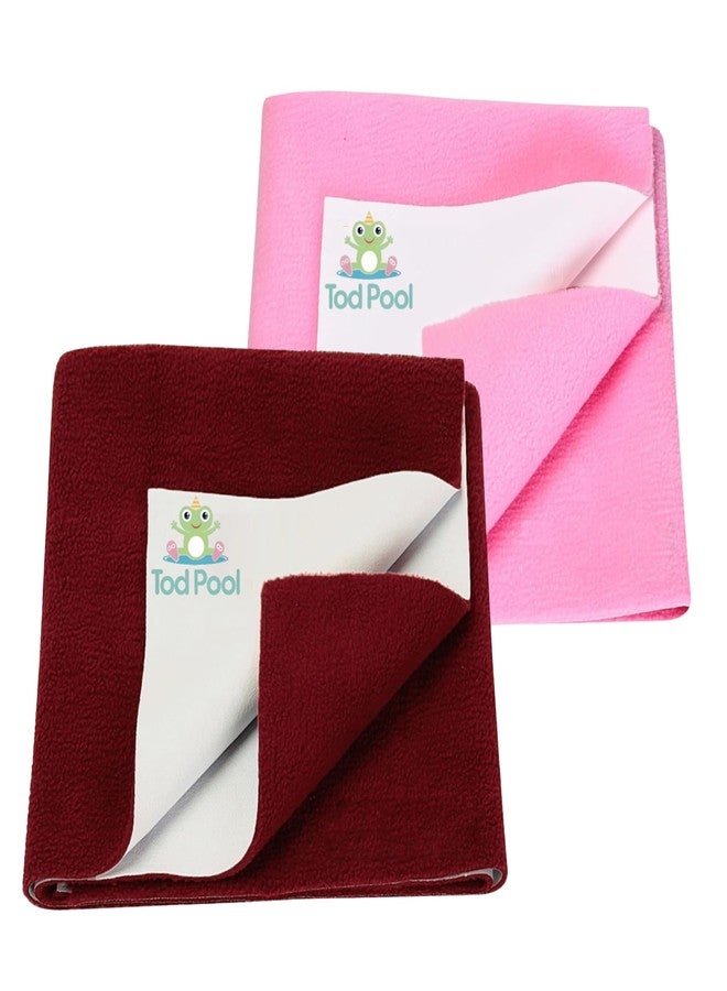 TOD Pool Reversible Baby Fleece Blanket - Ultra Soft, Warm & Lightweight Double Layer Blanket for Newborns & Toddlers - Cozy Swaddle Wrap for Boys & Girls - 2-Pack (Maroon & Baby Pink, XL)