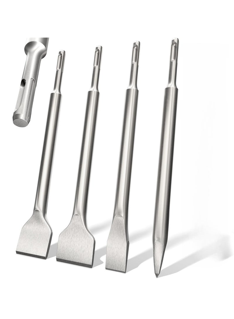 4 Pcs Chisel Set, Stone Splitter Tools Tile Chisel, Storage Case Rotary Hammer Dril Bit Wedge For Masonry Concrete Brick Stone Volcanic Rocks - Image 1