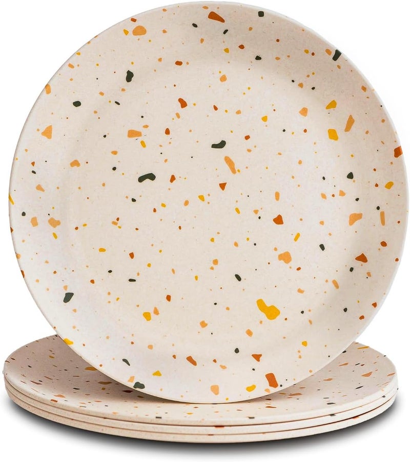 Nook Theory 4 Pack Reusable Bamboo Plates  NonToxic Toddler and Kids Plate Dishwasher Safe Not Microwavable Dinnerware Celebration 8 - Image 1