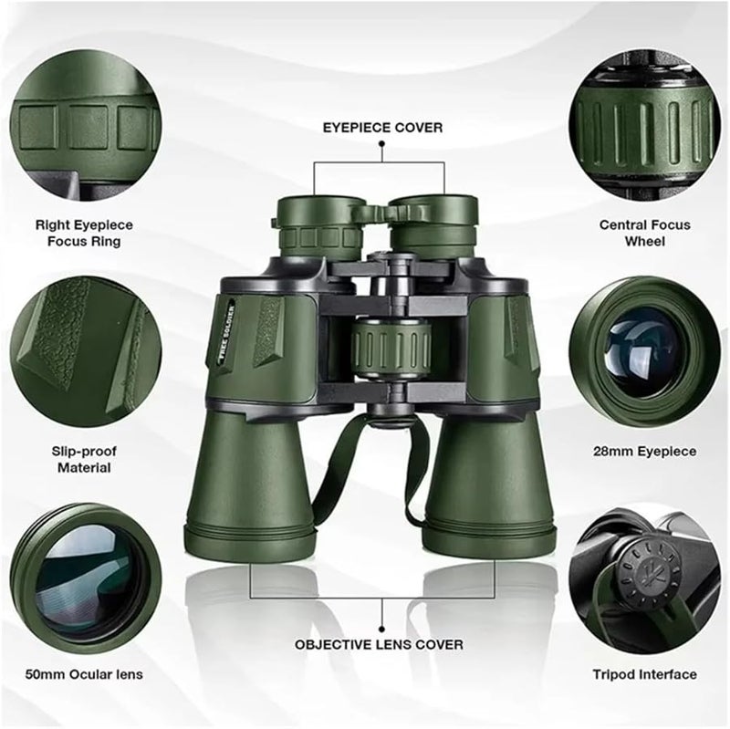 20x50 Binoculars For Bird Watching Outdoor Travel Low Light Viewing Black - Image 3