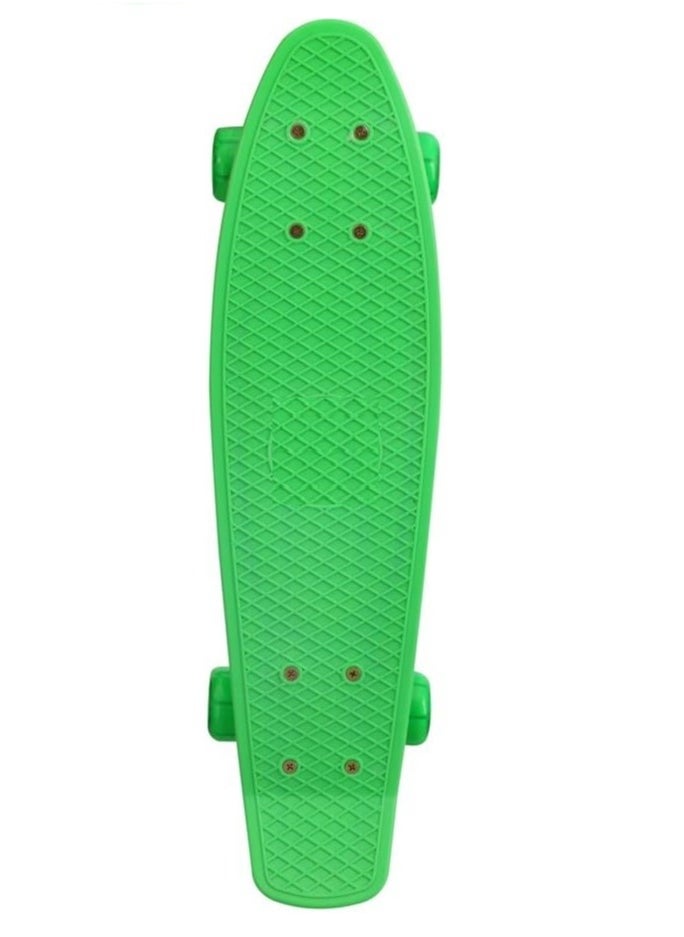 Generic Kid's Mini Cruiser Retro Plastic Complete Skateboard for Boys and Girls, Non-Slip Skateboard Size 55x15 Cm, High Speed Bearings & Soft PU Bushing LED Wheels, For Teens And Beginners  - Image 1