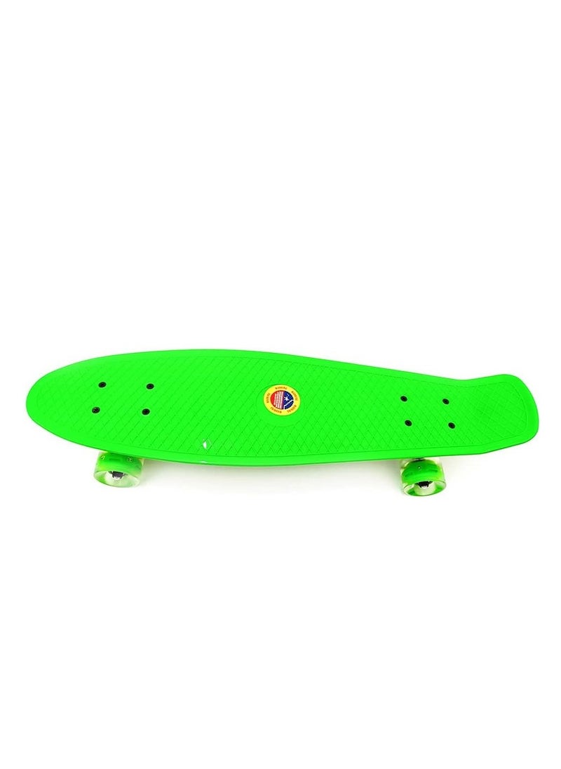 Generic Kid's Mini Cruiser Retro Plastic Complete Skateboard for Boys and Girls, Non-Slip Skateboard Size 55x15 Cm, High Speed Bearings & Soft PU Bushing LED Wheels, For Teens And Beginners  - Image 3