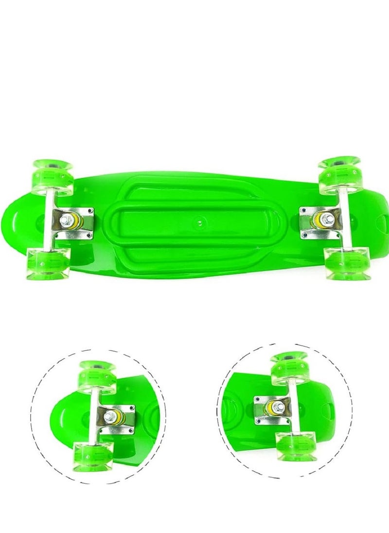 Generic Kid's Mini Cruiser Retro Plastic Complete Skateboard for Boys and Girls, Non-Slip Skateboard Size 55x15 Cm, High Speed Bearings & Soft PU Bushing LED Wheels, For Teens And Beginners  - Image 2
