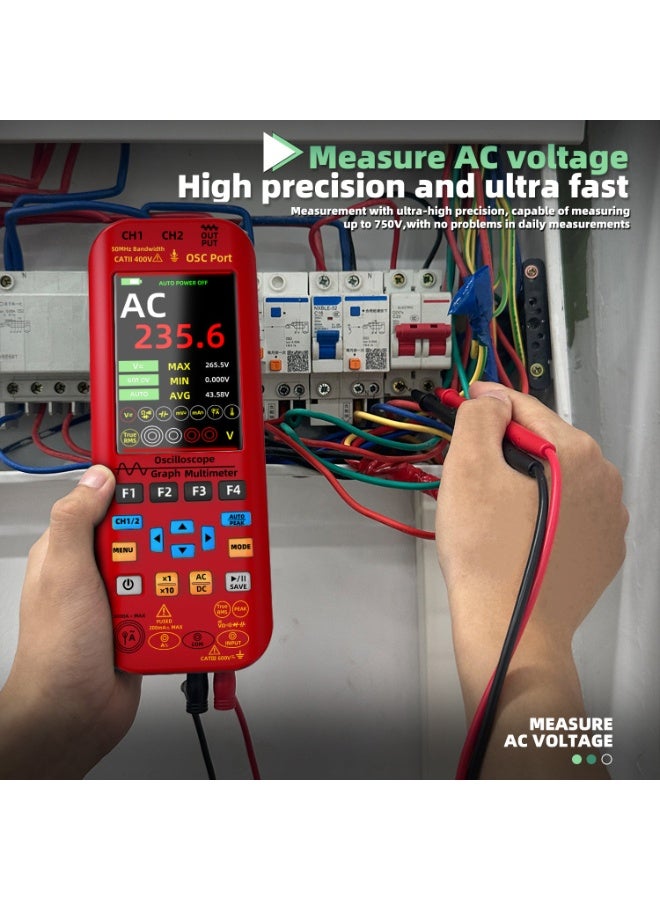 BSIDE O9 Handheld Oscilloscope Multimeter Digital Multimeter + Function Signal Generator 4-in-1 Dual Channel 50MHZ*2 250MS/s Graphic Meter - Image 5