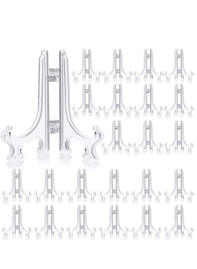 Mini Transparent Easel Stands - 24 Pack Ceramic Plate Photo Frame Display Holders for Home, Desktop Decor, Wedding, Hotel, and Party Accessories. - Image 1