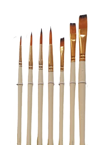 Painting Brush Set of 7 Pieces Artist Quality Round Flat Mix for Watercolor Acrylic Painting 