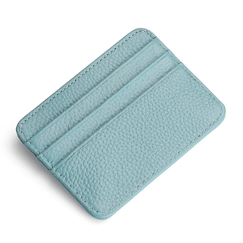 Genuine Leather Card Bag for Men and Women Cross-border Top-layer Cowhide Anti-degaussing Small and Exquisite Card Case ID Card Book Card Bag Blue
