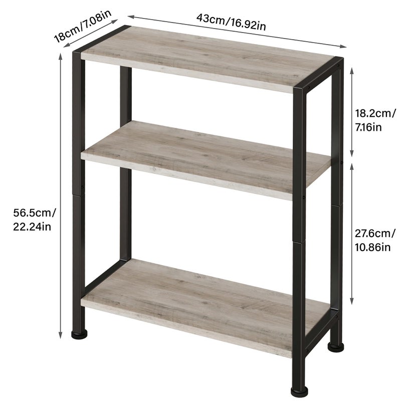 Vantimo 3-Tier Side Table, Small EndTable, Sofa SideTable for Narrow Spaces, Slim EndTable, NightstandTable, Skinny Bedside Table, for Living Room, Bedroom, Office, Greige - Image 2