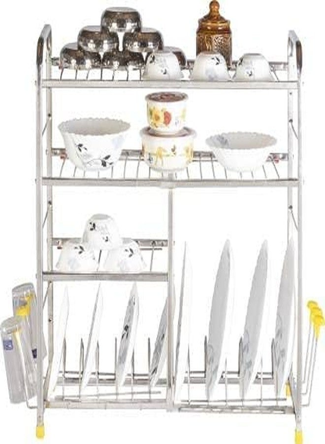 NAVEE Stainless Steel Shelf Wall Mount Kitchen Dish Rack | Plate Cutlery Stand | Kitchen Utensil Rack | Modern Kitchen Storage Rack (4 Shelf (24x24 inch)) - Image 1