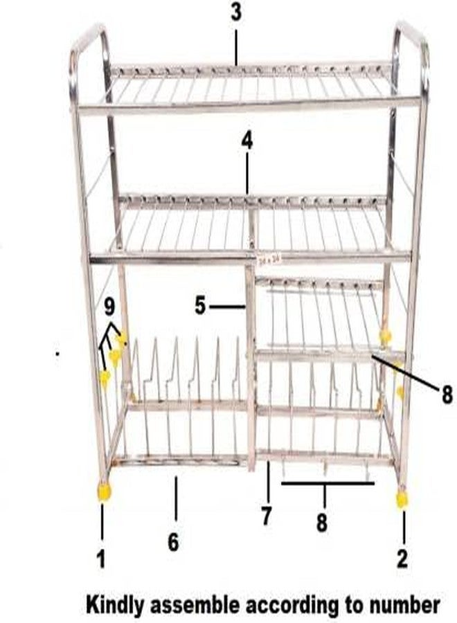 NAVEE Stainless Steel Shelf Wall Mount Kitchen Dish Rack | Plate Cutlery Stand | Kitchen Utensil Rack | Modern Kitchen Storage Rack (4 Shelf (24x24 inch)) - Image 5