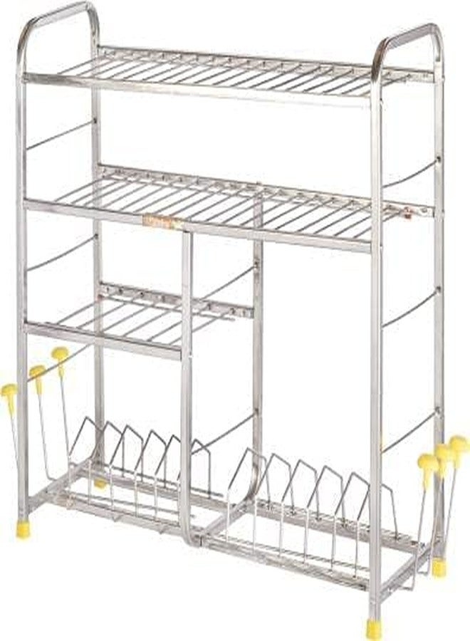 NAVEE Stainless Steel Shelf Wall Mount Kitchen Dish Rack | Plate Cutlery Stand | Kitchen Utensil Rack | Modern Kitchen Storage Rack (4 Shelf (24x24 inch)) - Image 4