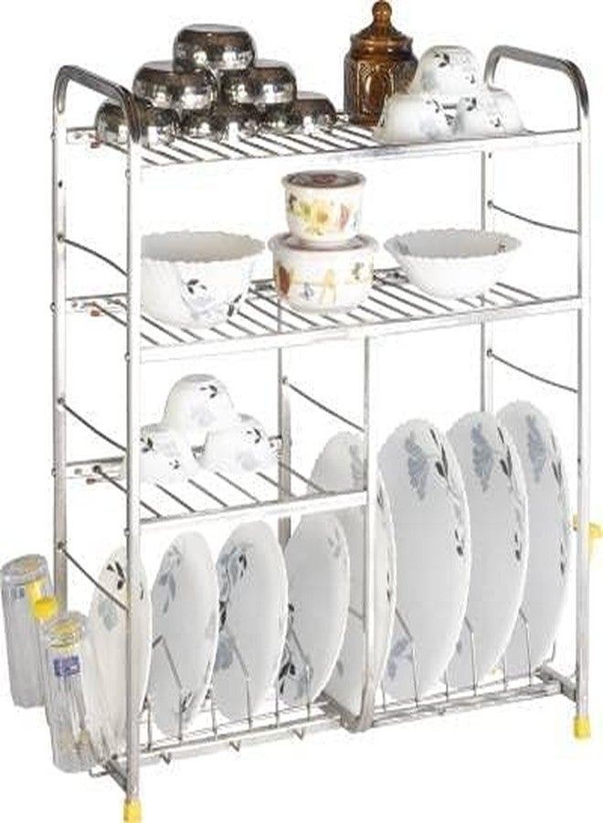 NAVEE Stainless Steel Shelf Wall Mount Kitchen Dish Rack | Plate Cutlery Stand | Kitchen Utensil Rack | Modern Kitchen Storage Rack (4 Shelf (24x24 inch)) - Image 3