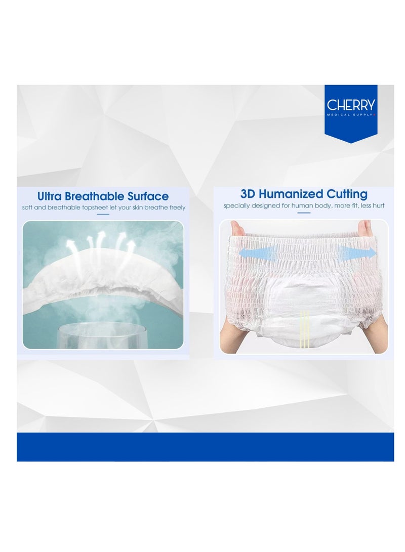 UniJoy 30 Pieces Adult Diapers Pull Up Pant Style Large – Extra Large Size (Waist Size 80 cm – 130 cm) Plus 30 Pieces 60 cm X 90 cm Disposable Underpads Absorbency Leak Protection Unisex - Image 5