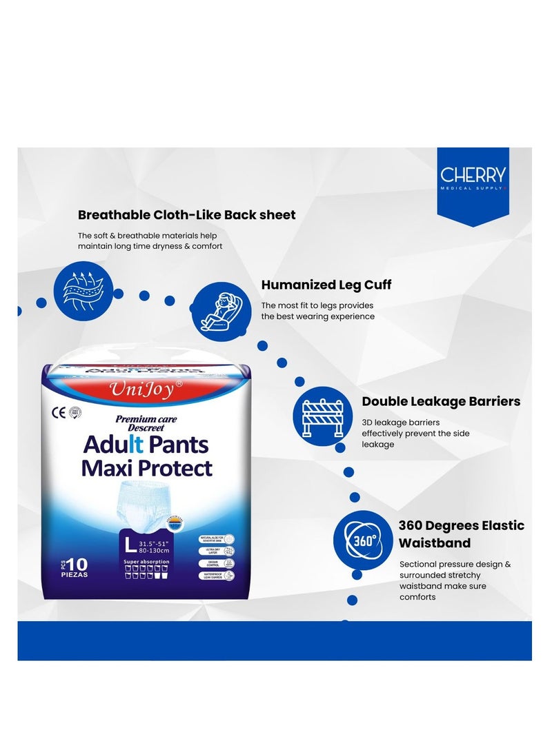 UniJoy 30 Pieces Adult Diapers Pull Up Pant Style Large – Extra Large Size (Waist Size 80 cm – 130 cm) Plus 30 Pieces 60 cm X 90 cm Disposable Underpads Absorbency Leak Protection Unisex - Image 2