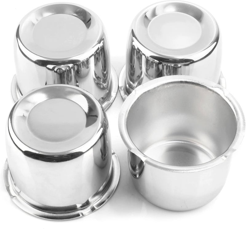 GTOWNWORKS 4Pcs 3.35 inch Wheel Center Caps Fit 3.35" Center Bore Truck Trailer RV SUV Wheels Rims, Carbon Steel Chrome Silver Push Through Hub Covers - Image 1