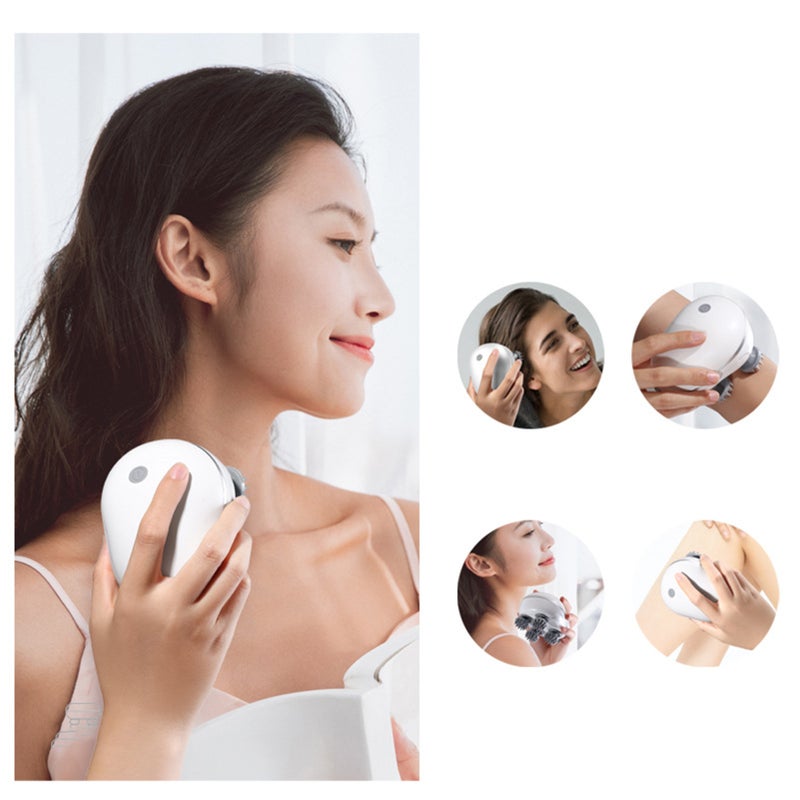 Electric Waterproof Scalp Massager for Relaxation 4 Claws Stress Relief Red LED Light Hair Head Massager White - Image 4