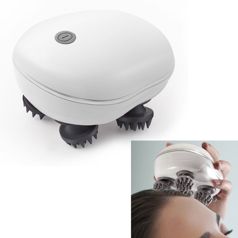 Electric Waterproof Scalp Massager for Relaxation 4 Claws Stress Relief Red LED Light Hair Head Massager White - Image 3