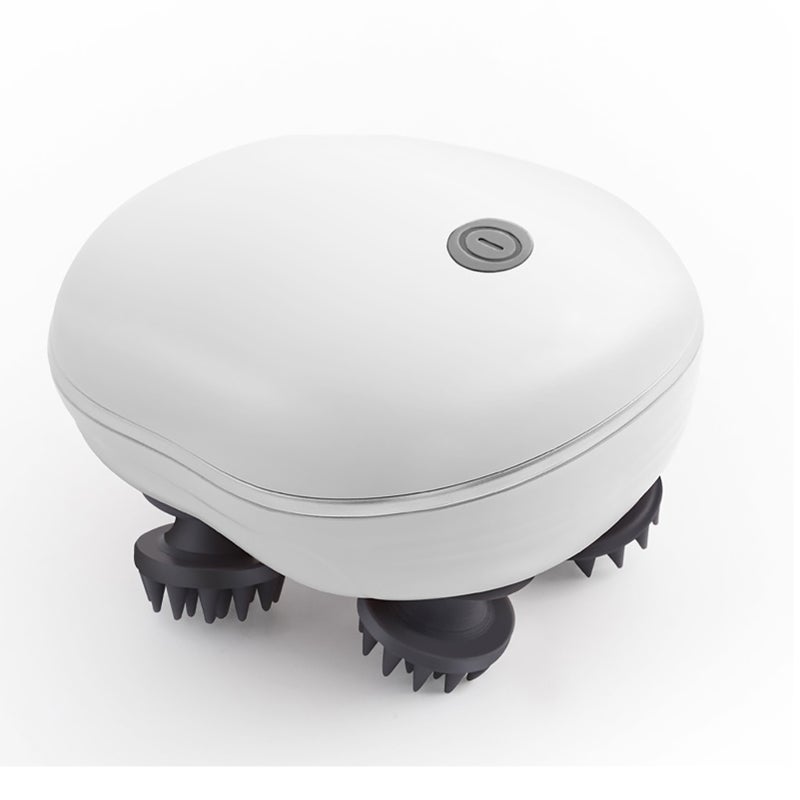 Electric Waterproof Scalp Massager for Relaxation 4 Claws Stress Relief Red LED Light Hair Head Massager White - Image 1