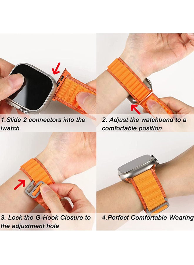 روك بو ألبين حلقة النايلون حزام متوافق مع أبل ووتش حزام 42mm 44mm 45mm 49mm السيدات والرجال ، قابل للتعديل الرياضة ، مع مجموعة معدنية الكروشيه حزام سير ، تنطبق على iwatch الترا سلسلة سراج الدين 8 / 7 / 6 / 5 - Image 4