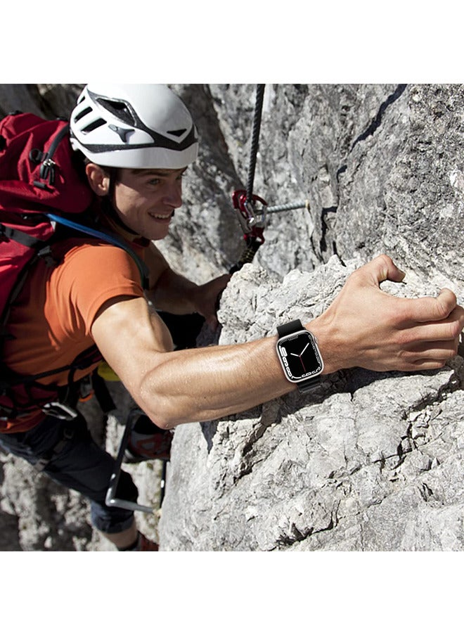 روك بو ألبين حلقة النايلون حزام متوافق مع أبل ووتش حزام 42mm 44mm 45mm 49mm السيدات والرجال ، قابل للتعديل الرياضة ، مع مجموعة معدنية الكروشيه حزام سير ، تنطبق على iwatch الترا سلسلة سراج الدين 8 / 7 / 6 / 5 - Image 5