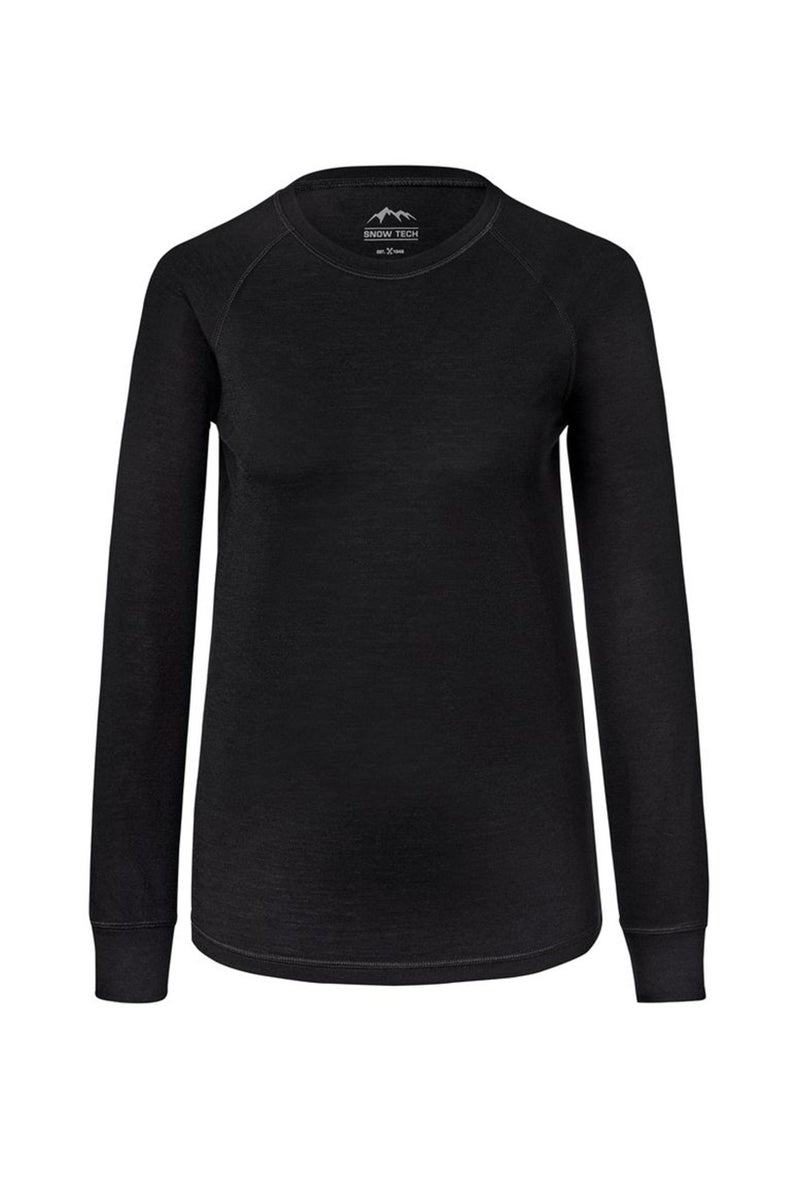 Tchibo Women Crew Neck Long Sleeve Solid T-Shirts, Black - Image 2