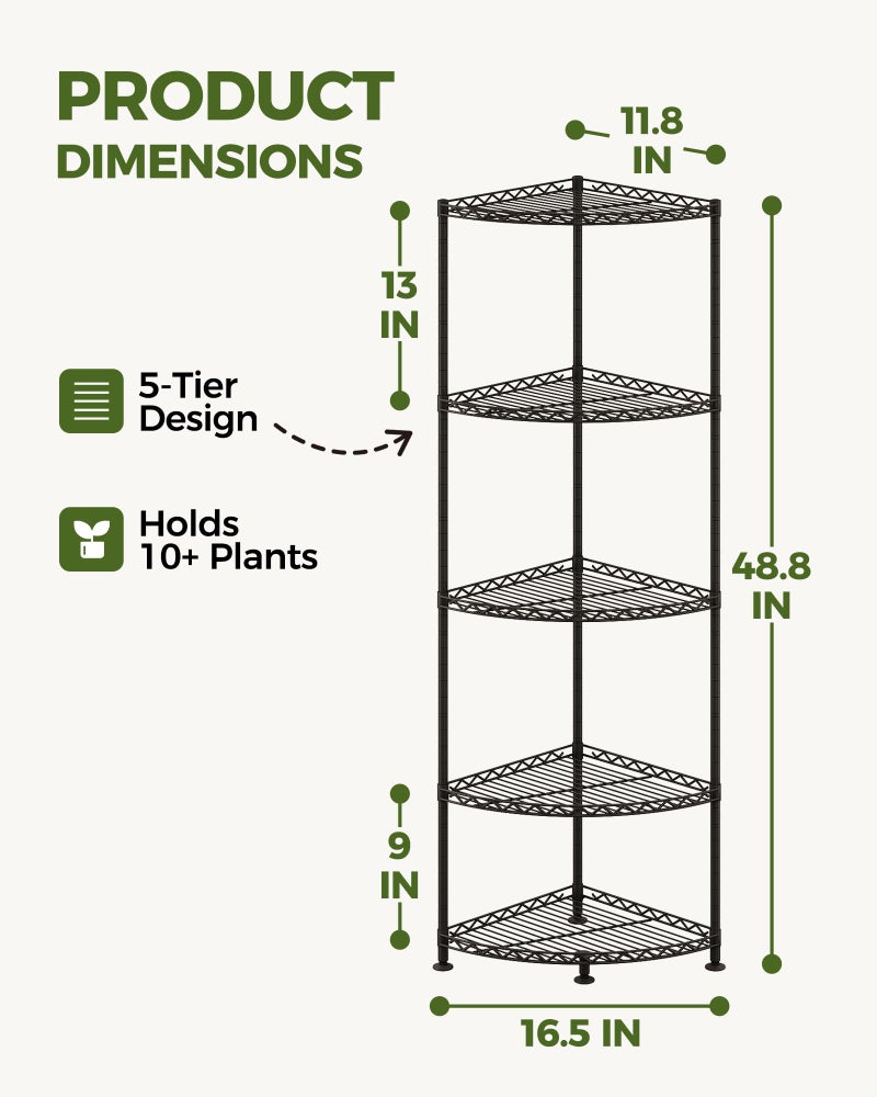 Bamworld Corner Plant Stand Indoor 5 Tier Plant Stands for Multiple Plants Tall Adjustable Plant Shelf for Living Room Balcony Bedroom Patio - Image 3