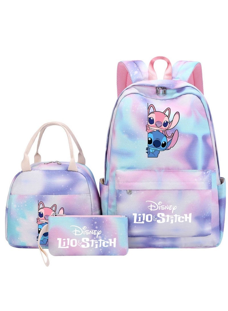 Stitch Printed Three Piece Set Backpack