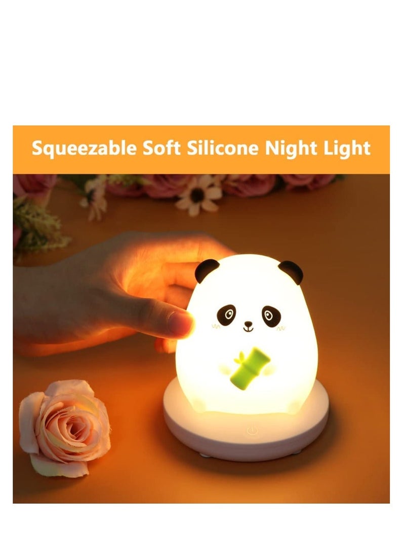 Y&D LED Children Night Light, Cute Panda Light Soft Silicone with Touch Sensor, Protable Led Animal Kids Lamp USB Rechargeable Bedside for Room Desk Decor Birthday (Panda)  - Image 2