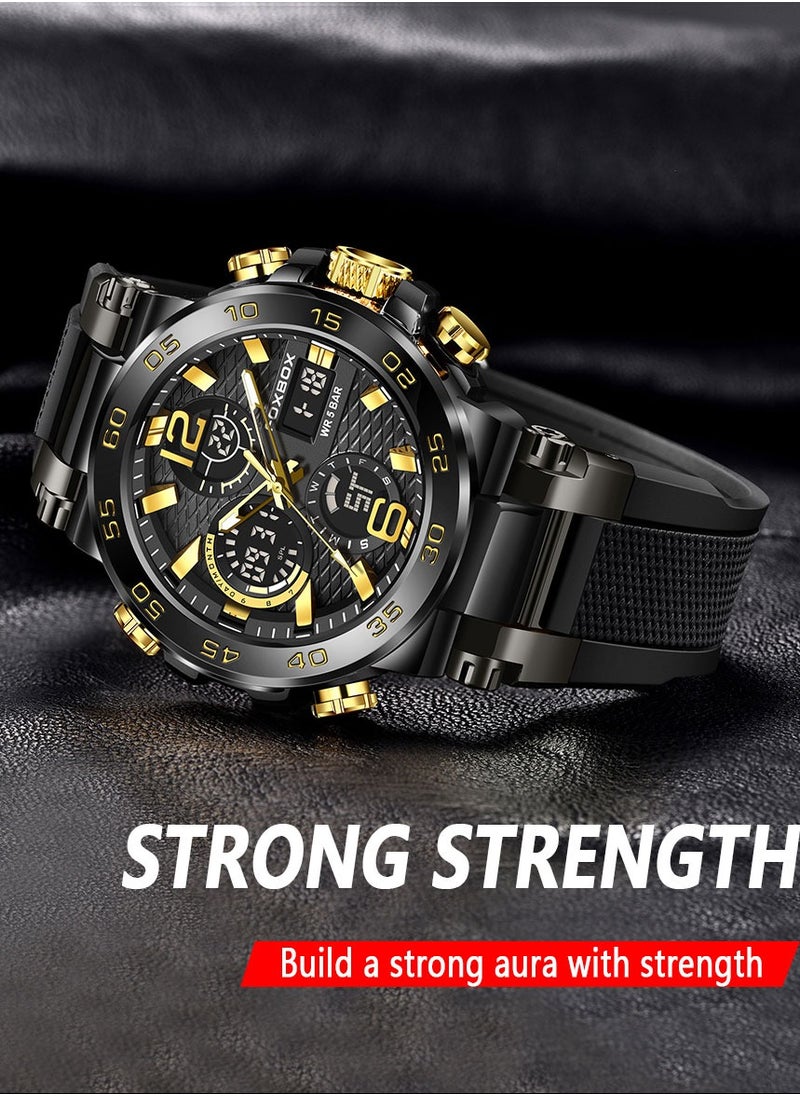 FOXBOX - Men's Luxury LCD Display Wristwatches Waterproof Military Quartz for Men+Box - Image 1