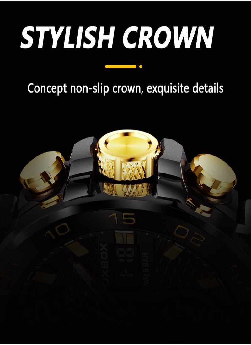 FOXBOX - Men's Luxury LCD Display Wristwatches Waterproof Military Quartz for Men+Box - Image 1