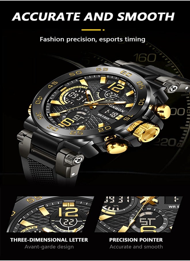 FOXBOX - Men's Luxury LCD Display Wristwatches Waterproof Military Quartz for Men+Box - Image 1