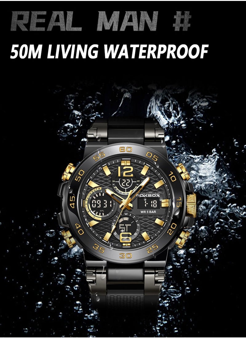 FOXBOX - Men's Luxury LCD Display Wristwatches Waterproof Military Quartz for Men+Box - Image 1
