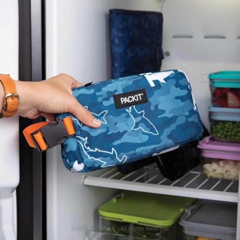 PackIt Freezable Snack Box Camo Shark Built with EcoFreeze Technology Collapsible Reusable Zip Closure with Buckle Handle Great for Fresh Snacks on the go - Image 4