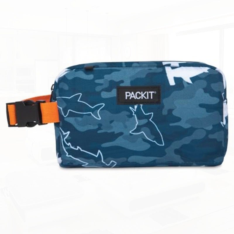 PackIt Freezable Snack Box Camo Shark Built with EcoFreeze Technology Collapsible Reusable Zip Closure with Buckle Handle Great for Fresh Snacks on the go - Image 1