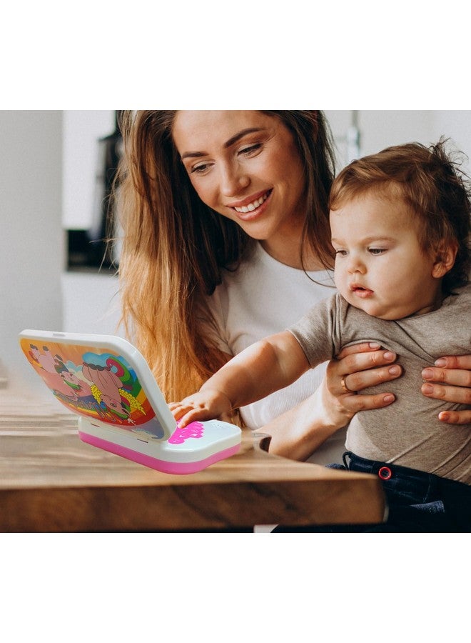 لعبة كمبيوتر محمولة تعليمية للأطفال من VGRASSP مع موسيقى وأصوات مختلفة من الكتب المقدسة والأبجديات والكلمات والتهجئات والأرقام - وظيفة ضبط مستوى الصوت - لعبة تعليمية مريحة (يونيكورن)