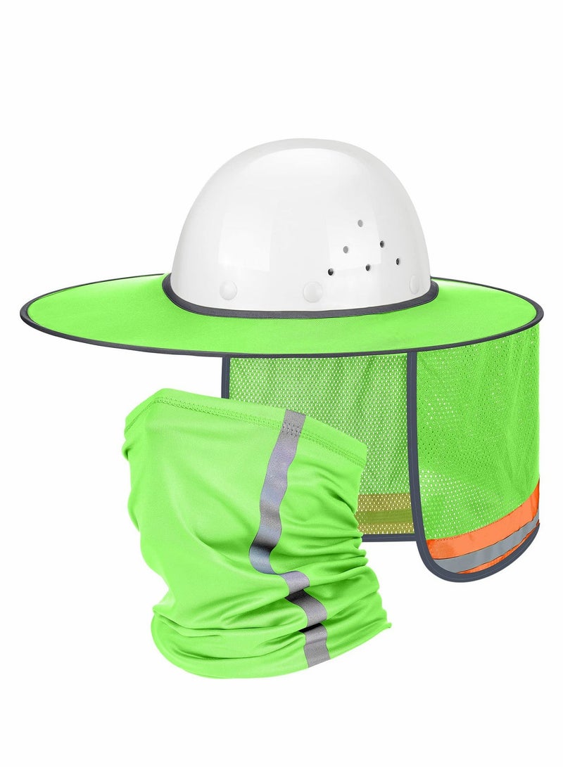واي آند دي Hard Hat Sun Shade, High Visibility Visor Neck Shade with Reflective Strip, Accessories, Full Brim, Man& Woman (Hard Not Included), Green  - Image 1
