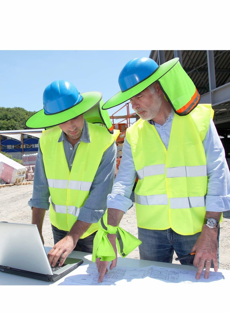 واي آند دي Hard Hat Sun Shade, High Visibility Visor Neck Shade with Reflective Strip, Accessories, Full Brim, Man& Woman (Hard Not Included), Green  - Image 5