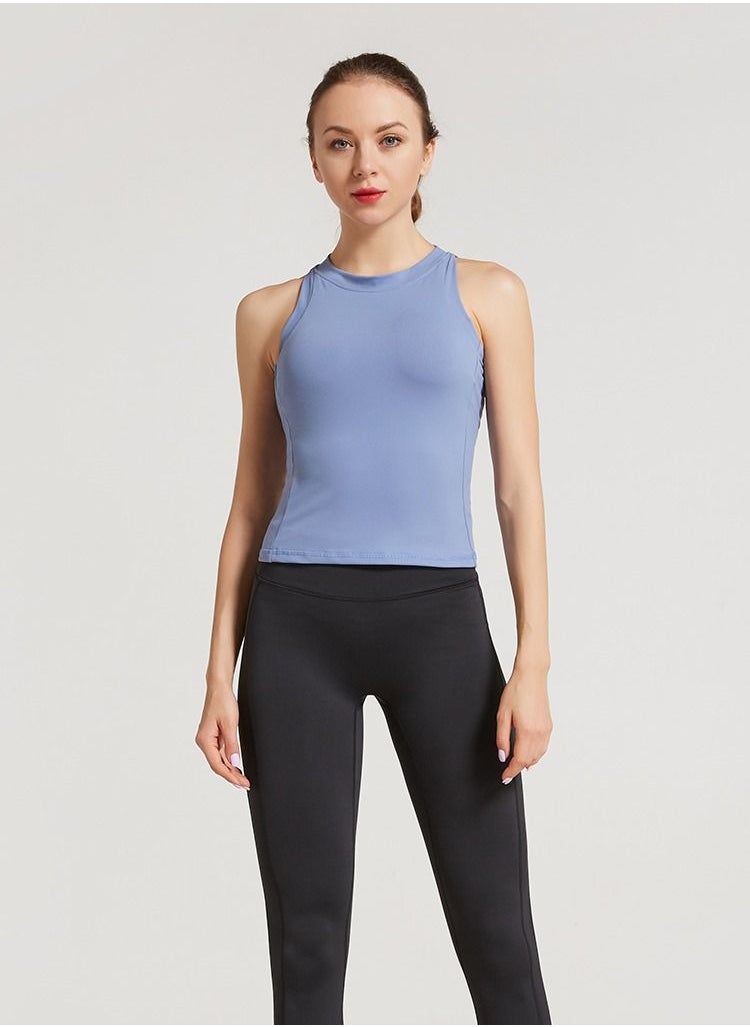 Loquat - Yoga Exercise Fitness Running Vest Blue - Image 1