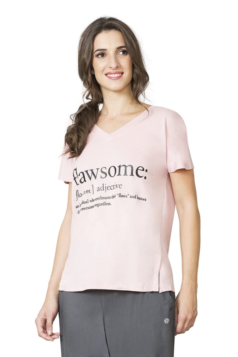 Van Heusen Women's Regular T-Shirt (ILTS1LWSPSKIN55422_Pink S) - Image 3