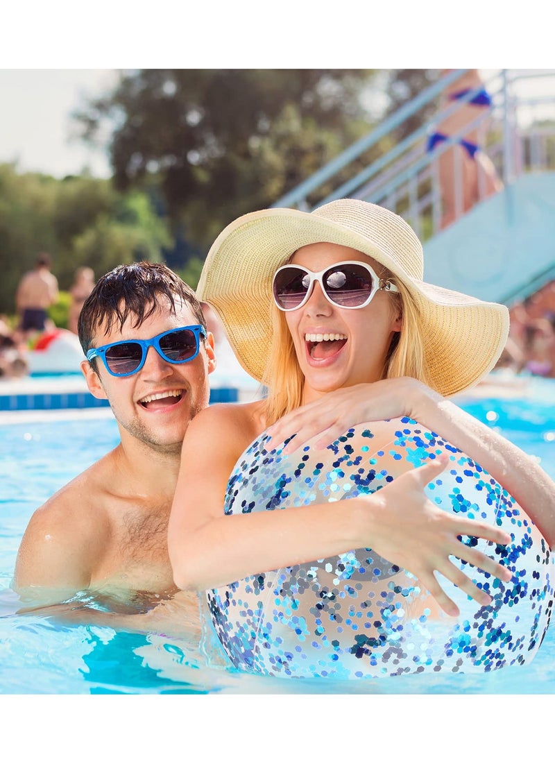 SOLARAE Inflatable Beach Ball, Color Confetti Transparent Pool Party Ball 40 cm Elastic Floating Water Toy Ball Water Play Blue Sequins Ball Suitable for Boys and Girls Summer Beach, Pool (8 Pieces) - Image 2