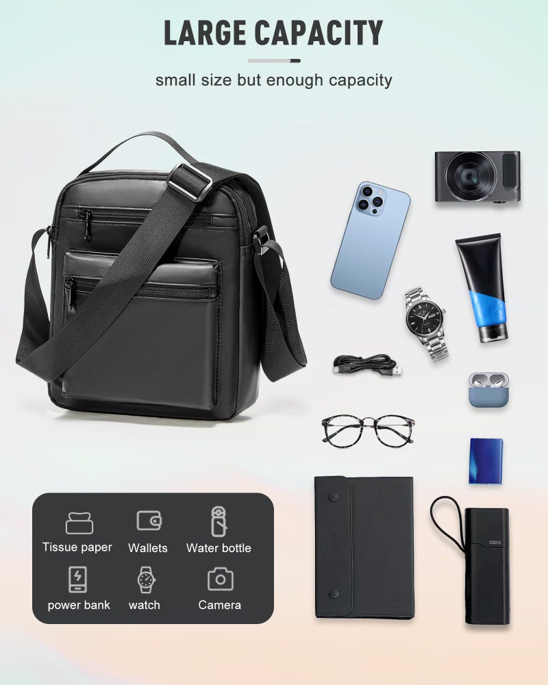 WEPLAN حقيبة كروس بودي للرجال WEPLAN، حقيبة صغيرة للرجال، حقيبة سفر ميسنجر للكتف للرجال، حقائب جانبية صغيرة للرجال - Image 4