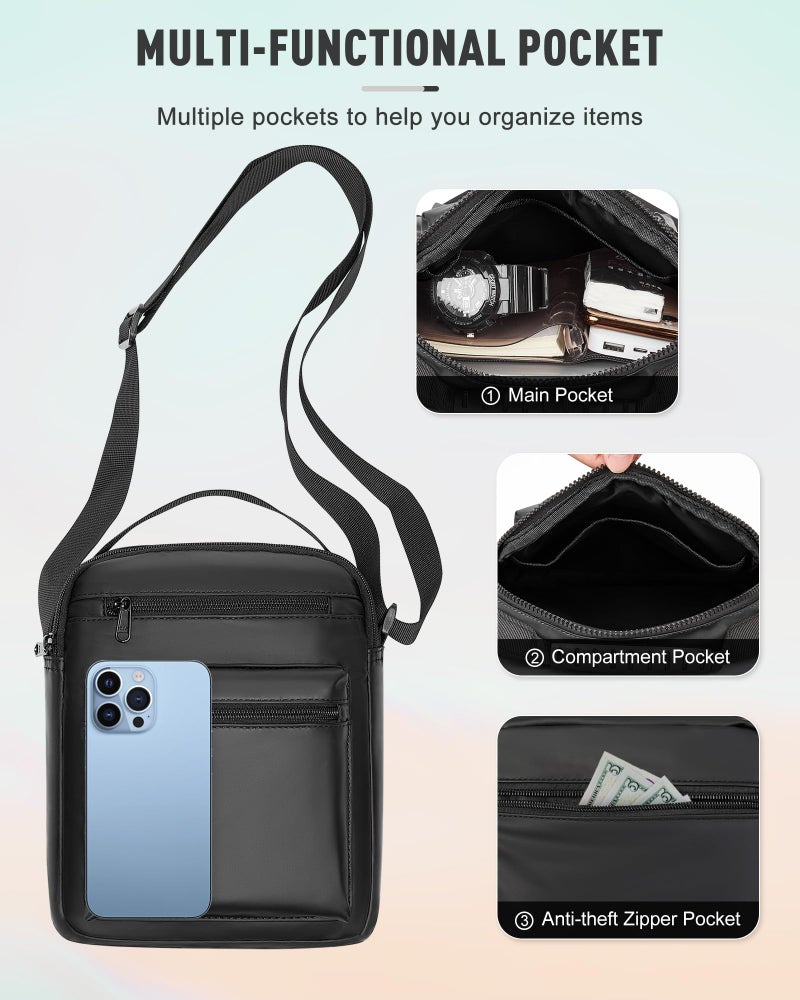WEPLAN حقيبة كروس بودي للرجال WEPLAN، حقيبة صغيرة للرجال، حقيبة سفر ميسنجر للكتف للرجال، حقائب جانبية صغيرة للرجال - Image 5